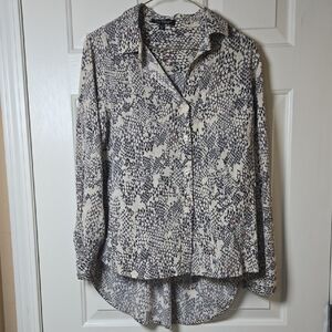Velvet Hearts M Snakeskin Y2K Black & White Long Sleeve Button Down Shirt METAL